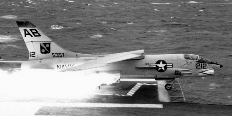 The story of the angled flight deck and the photos of this famous F-8 crash landing on USS Franklin D. Roosevelt