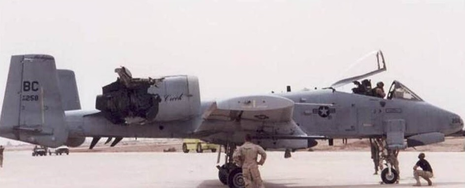 How this A-10 was able to RTB after her right engine had been struck by an Iraqi SAM [today the aircraft's damaged cowling is on display at the National Guard Museum]