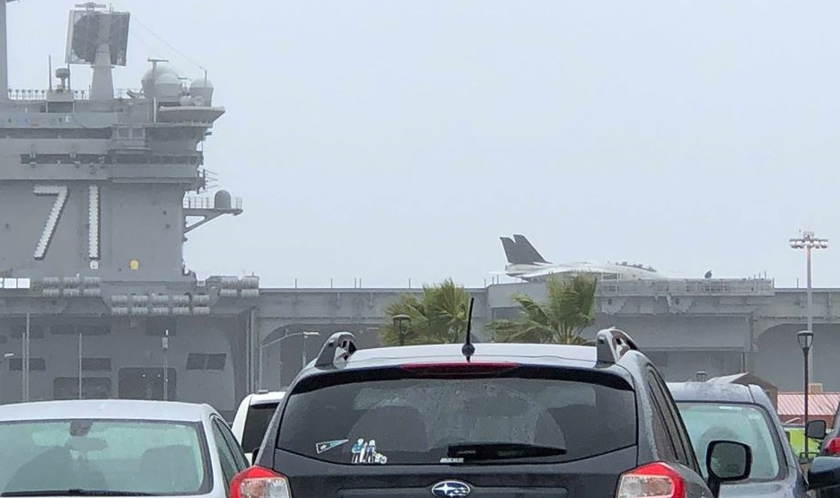 F-14 Tomcat aboard USS Theodore Roosevelt for Top Gun Sequel filming shifts on the deck