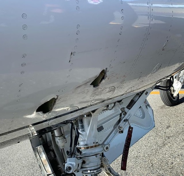 These Two Giant Holes are the result of a Scary Bird Strike Experienced by Thunderbirds Lead Solo during Practice Flight Demonstration in Colombia