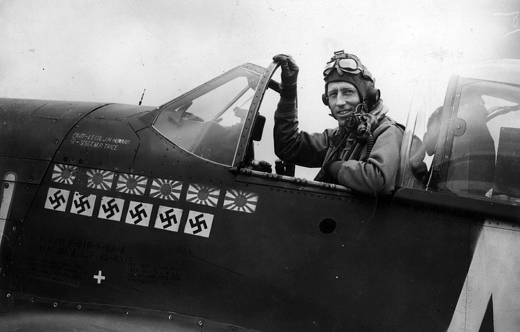 The story of James Howard, the P-51 Mustang pilot who fought alone, for 30 minutes against Luftwaffe fighters to protect B-17 bombers egressing from skies over Germany