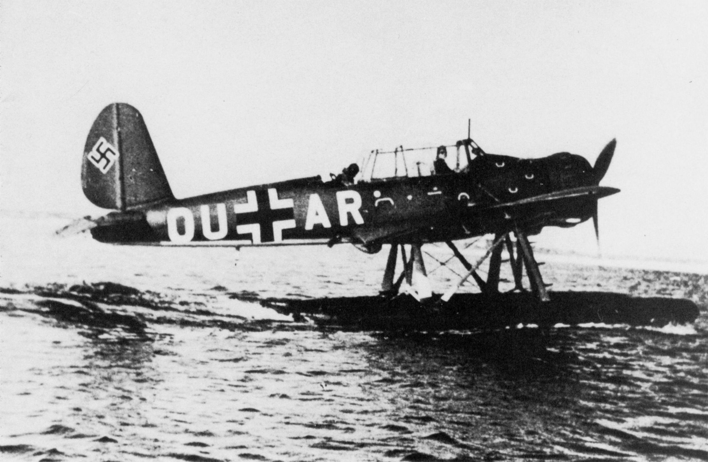 During the Battle of Britain, a lone German Arado Ar 196 reconnaissance seaplane fought against six RAF Spitfires. And shot one down.