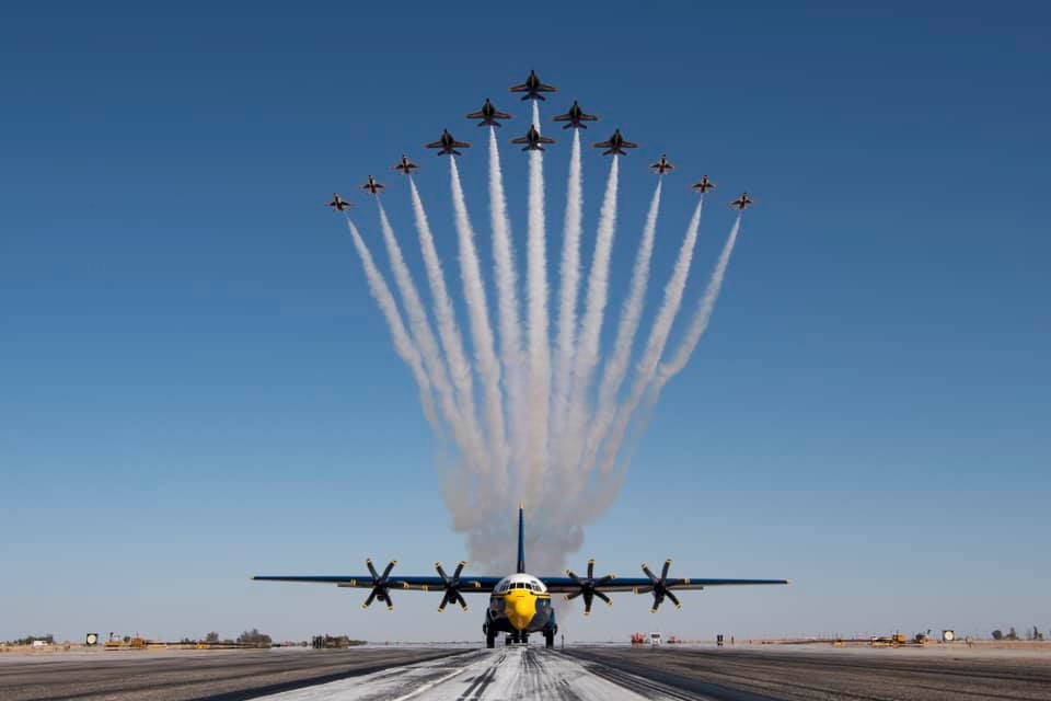 Video shows the “Super Delta,” the new Thunderbirds and Blue Angels F-16 Fighting Falcon and F/A-18 Super Hornet flight formation