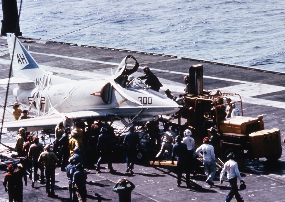 Setting the record straight: The photo of the A-4 involved in this barricade landing does not show the Skyhawk then flown by John McCain when he was shot down over Hanoi