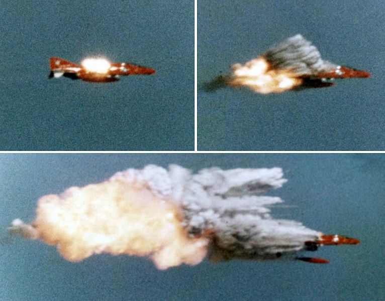 AIM 9 hitting QF 4B at Point Mugu 1974