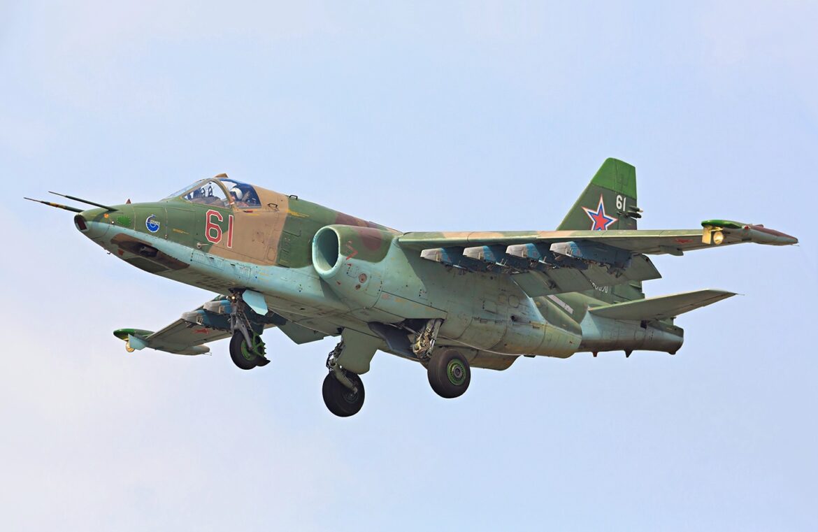 Sukhoi Su 25 of the Russian Air Force landing at Vladivostok