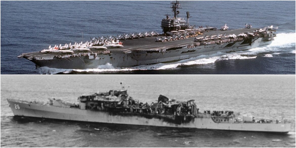 In-1975-USS-Belknap-Guided-Missile-Cruiser-and-USS-John-F.-Kennedy-aircraft-carrier-collided-in-the