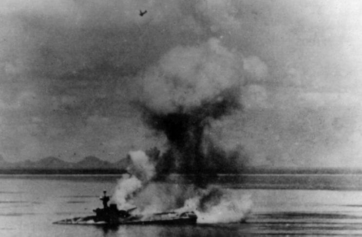 HMS-Hermes-sinking-1942