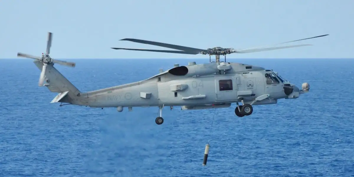 Chinese fighter drops flares 300 meters in front of Australian MH-60R helicopter over the Yellow Sea