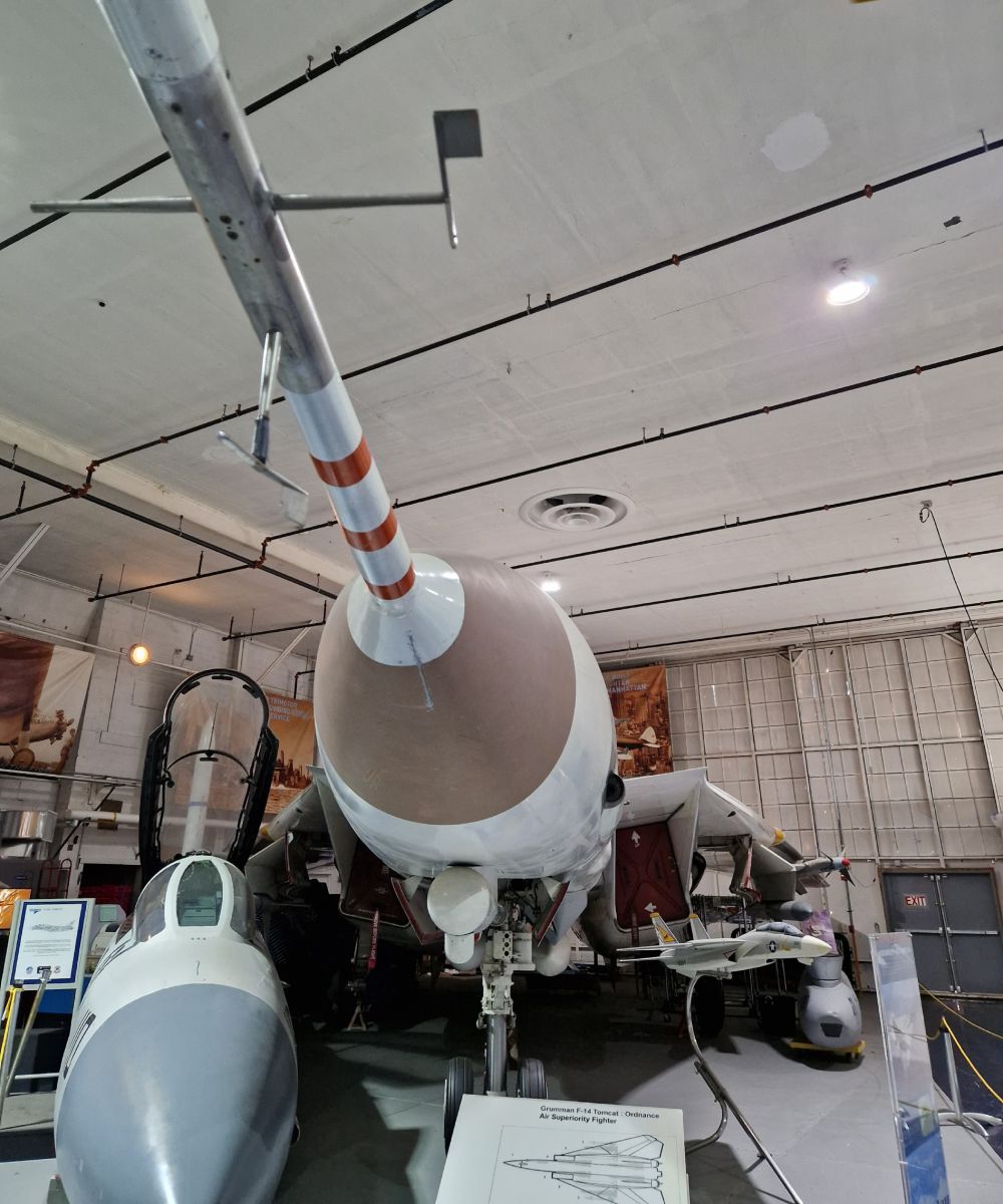 When Grumman flew F-14A No. 3 with the starboard wing locked fully forward and the port wing swept fully aft (Today this Tomcat is on display at the Cradle of Aviation Museum)