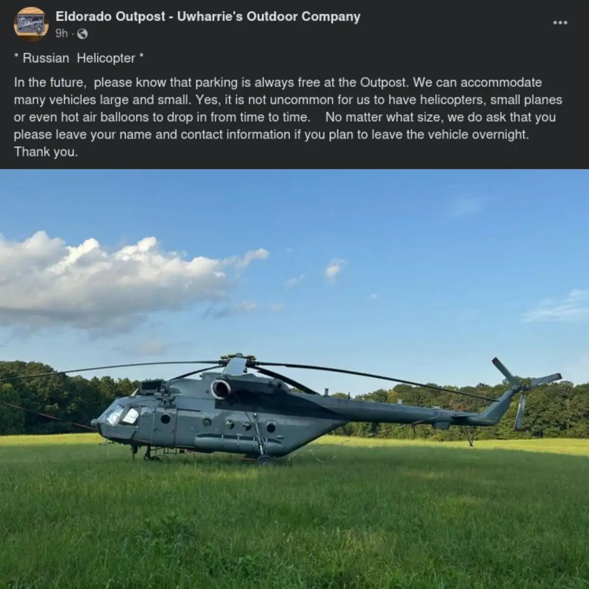 Rumors of terrorist activity spreads after Russian made Mi-171 likely operated by covert US Military Unit lands in North Carolina during US Army exercise